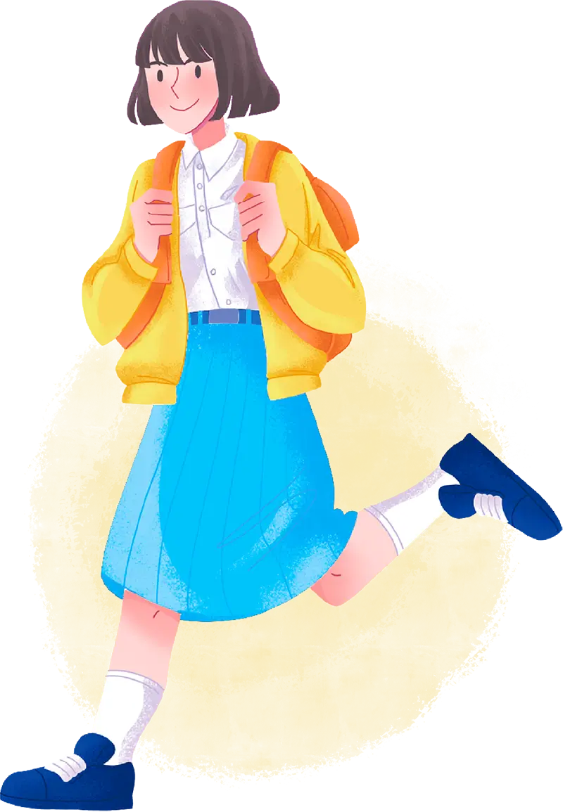 小走りする女性のイラスト