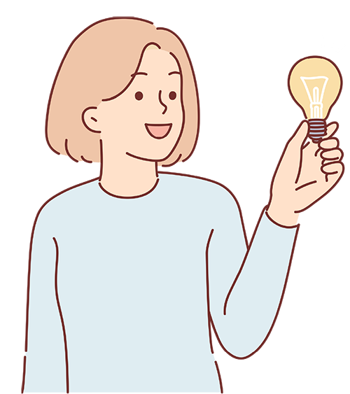 電球を持った女性のイラスト
