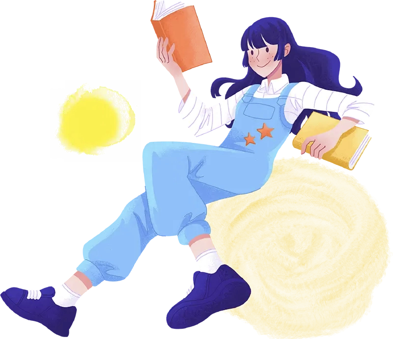 本を読んでいる女性のイラスト